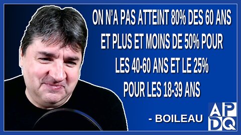 On n’a pas atteint 80% des 60 ans et plus et moins de 50% pour les 40-60 ans