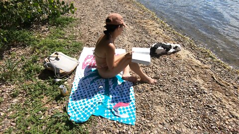 Devils lake with puppies