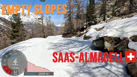 [4K] Skiing Saas-Almagell, Empty Slopes Between Saas-Fee & Saas-Grund, Wallis Schweiz, GoPro HERO11