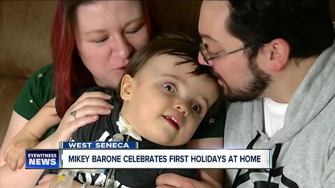 Little boy celebrates first holiday season at home, after 572 days in hospital