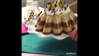 Banana Gelatin with Hazelnut Cream