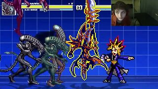 Aliens Xenomorph Warriors VS Yami Yugi From The Yu-Gi-Oh! Duel Monsters Series In An Epic Battle