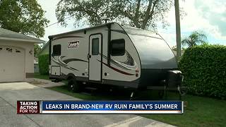 New RV left local family all wet, ruined their summer. Now they have a replacement