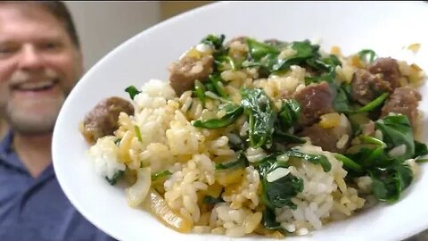 $3.50 Sausage and Spinach Rice Dinner for 4 - Cooking on a Budget