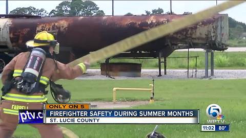 St. Lucie County firefighters train in the heat to prepare for rising temperatures