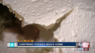 Lightning breaks through ceiling of Hillsborough County man's home