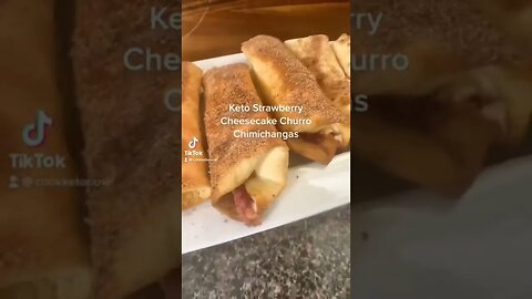 Strawberry Cheesecake Churro Chimichamga | Keto Dessert #shorts
