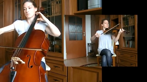 One-person 'Requiem For A Dream' violin & cello cover