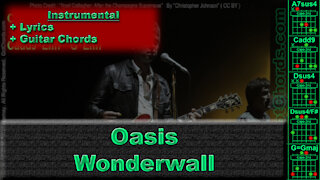 Oasis - Wonderwall - Instrumental - Whole Band - Lyrics + Guitar Chords (0004-B020)