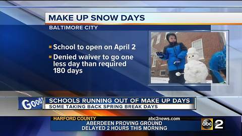 Schools running out of makeup days, some taking back vacation