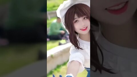 Little Chinese Cutie Is Outside Playing Cosplay