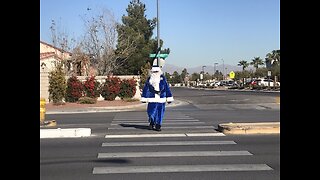 Santa in the crosswalk