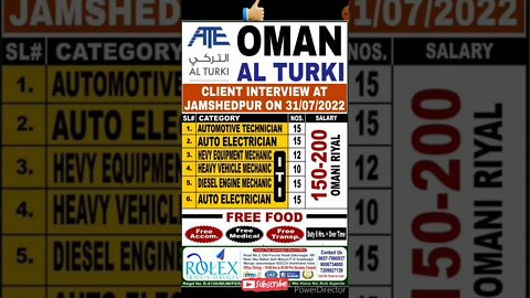 Jobs in Oman For Al Turki Company #shorts #oman #gulfjobs