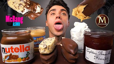 ASMR MAGNUM ICE CREAM PARTY (CHOCOLATE, CARAMEL, WHITE, CLASSIC) MUKBANG - SNAPPING EATING SOUNDS