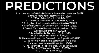 PREDICTIONS - Harris' plane crash 11/26; dirty bomb NYC 12/7; Obama President 12/18