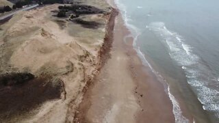 Flying out of fog to the Beach