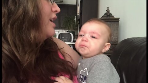 Baby Gets Emotional When Mom Sings Opera! Just watch the baby's face......