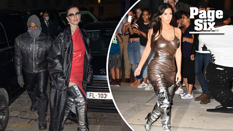 Julia Fox takes Kim Kardashian's silver boots for a spin with Kanye West