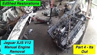 Jaguar XJS V12 Manual Engine Removal Part 4 its Out after a bit of a struggle so onto the Strip Down