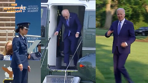 After his epic tumble, Biden bumps his head as he gets off Marine One, passes the Marine without saluting, tells reporters: "I got sandbagged."