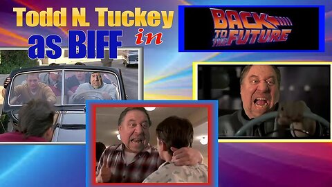 TODD TUCKEY from TNT Amusements as BIFF in scenes from BACK TO THE FUTURE!