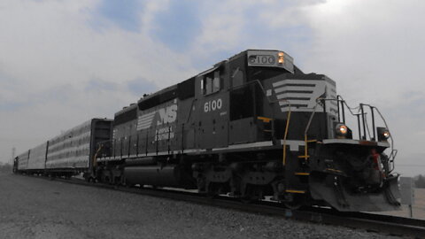 Norfolk Southern Freight Train with an EMD SD40E on the Rear