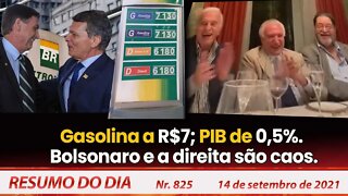 Gasolina a R$7; PIB de 0,5%; Bolsonaro e a direita são caos - Resumo do Dia nº 825 - 14/09/21