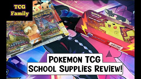 Evolving Skies?? Eevee + Pikachu School Supplies Review! Pokemon TCG