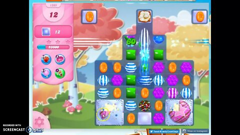 Candy Crush Level 1205 Audio Talkthrough, 2 Stars 0 Boosters