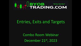 December 21st, 2023 Entries, Exits and Targets Webinar For educational purposes only.