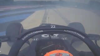 Yuki Tsunoda Onboard Crash and Retirement Q1 Qualify France Alpha Tauri AT02 | France GP 2021