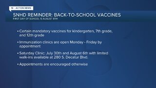 Southern Nevada Health District reminds parents to bring their children in for back-to-school shots