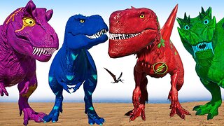 FLASH Zilladominus Vs Hercules V-REX & Tarbosaurus & T-REX Jurassic World Evolution Dinosaurs Fight