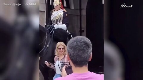 Queen's guard screams at tourist for touching his horse
