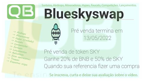 Airdrop - Pré - venda de token - Blueskyswap - 50000 SKY Tokens por 0,025 BNB