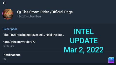 Intel update from Q) the Storm Rider, March 2, 2022