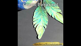 GREEN PARAKEET, Mega Size, Feather Inspired Leather earrings