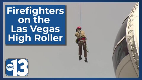Clark County firefighters practice rescues at the Las Vegas High Roller