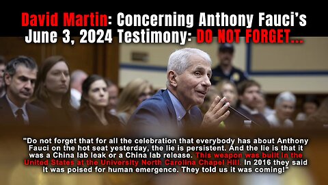 ( -0678 ) Dr David Martin Reacts to Fauci's Congressional Testimony - Keep Shining This Light On Them That Exposes The History of Their Bioweapon Plan