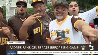 Padres fans chant "Beat LA" inside San Diego's Tailgate Park