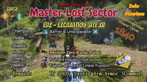 Destiny 2 Master Lost Sector: EDZ - Excavation Site XII on my Warlock Solo-Flawless 4-27-23