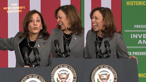 Cackling Kamala campaigns full-time for climate change.