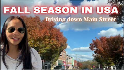 The Fall Season in USA - Driving down the Main Street