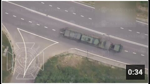 Russian Lancet hits an enemy trailer transporting armored vehicles behind enemy lines