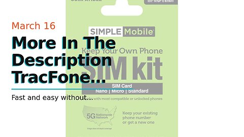 More In The Description TracFone Bring Your Own Phone SIM Activation Kit (3-in-1-SIM)