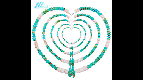 Natural turquoise and pink opal green pink color round gemstone beads Relief Gift for her