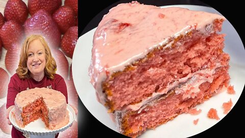 My Easy FRESH STRAWBERRIES FROSTED CAKE, Boxed Cake Recipe, Catherine's Plates
