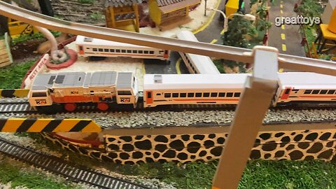 Playing with Toy Trains , Fun Train Set for Kids