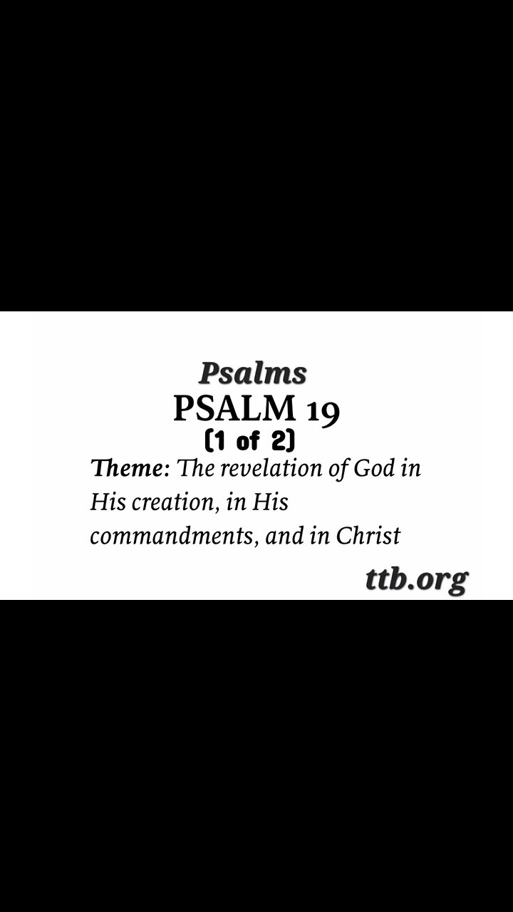Psalm Chapter 19 Bible Study 1 Of 2 