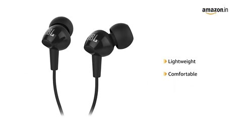 JBL C100SI Wired In Ear Headphones with Mic, JBL Pure Bass Sound, One Button Multi-function (Black)